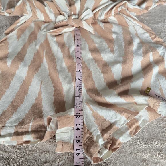 Lou & Grey Loft Chevron Romper V-neck Cotton Short Sleeve Pockets Women Size M - Picture 11 of 16